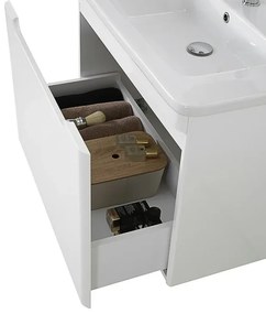 Mobile bagno sospeso 80 cm bianco lucido con specchio 70x90 Stillo
