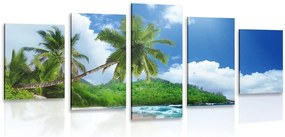 Quadri 5 pezzi – Spiaggia meravigliosa sull'isola di Seychelles