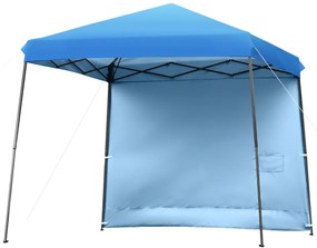 Costway Tenda con parete laterale smontabile e altezza regolabile, Gazebo pieghevole con borsa con rotelle Grigio/Blu