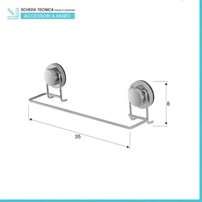 Porta asciugamani a muro da 35 cm in acciaio cromo con ventosa Dinamik