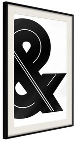 Poster  Ampersand (Black and White)  Cornice Quadri Cornice nera con pass-partout, Larghezza x Altezza Home decor 20x30