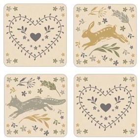 Set di 4 sottobicchieri in sughero Foxy Woodland - Cooksmart ®