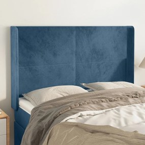 Testiera Ad Orecchio Blu Scuro 147x16x118/128 Cm İn Velluto /