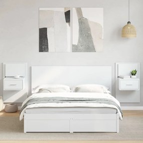 Testiera Per Letto Con Comodini Bianco 160 Cm Legno Multistrato /