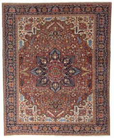 Heriz Tappeto 370x300 Rosso (Iran) Annodato A Mano