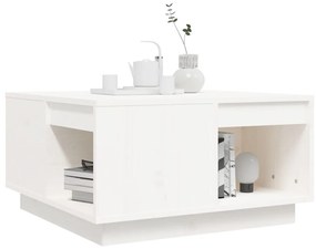 Tavolino da salotto bianco 60x61x32,5 cm legno massello di pino