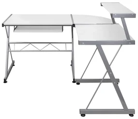 Scrivania computer angolare bianca 132x112x99 legno multistrato
