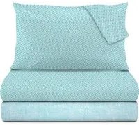 Completo letto matrimoniale geometrie azzurro cotone Golden