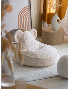 Pouf a sacco per bambini color crema con rivestimento in bouclé Bear – Wigiwama