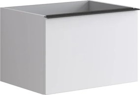 Mobile da bagno sospeso sotto lavabo Pixel plain 2 cassetti L 60 x H 40 x P 45.5 cm bianco laccato opaco, con maniglia alluminio nero opaco