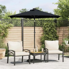 Ombrellone Giardino Con Led Palo Acciaio Nero 225x225x212 Cm /
