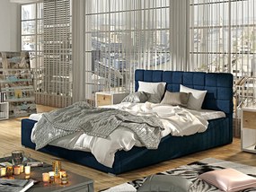 Letto matrimoniale con box contenitore Canada - 160 x 200 cm , Tessuto blu