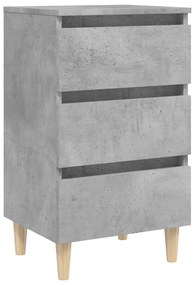 Comodini con gambe legno massello 2pz grigio cemento 40x35x69cm