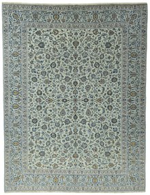Kashan Tappeto 310 x 400 Verde (Iran) Annodato A Mano