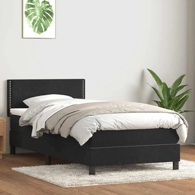 Giroletto A Molle Con Materasso Nero 90x220 Cm İn Velluto /