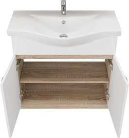 Mobile bagno a terra o sospeso 80 cm bicolore bianco e legno chiaro | LAC-ESTIA-80 - KAMALU