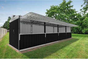 Chiosco in acciaio grigio 2.7 x 10 m, superficie esterna 28.38 m² e spessore parete 60 mm, senza pavimento porta a due ante, SAPIL Cuba+