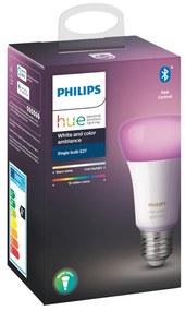 Lampadina HUE COLOR BLUETOOTH, LED, E27 goccia, trasparente, rgb, 9W= 806LM (equiv 60 W), 150° dimmerabile, PHILIPS HUE