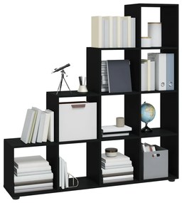 Libreria a scala nera 142 cm in legno multistrato