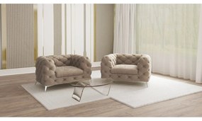 Poltrona greige con rivestimento in velluto Chelsea – Ropez