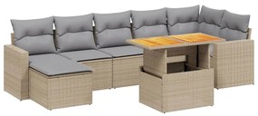 Set Divano da Giardino 8 pz con Cuscini Beige Misto Polyrattan