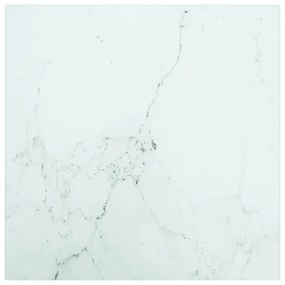 Piano Tavolo Bianco 30x30 Cm 6 Mm Vetro Temperato Design Marmo /