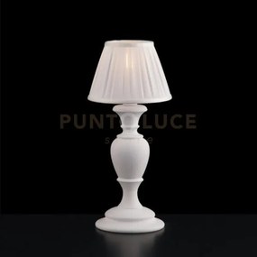 Lumetto in legno bianco shabby 1 luce con paralume dm.20 fiorenza