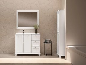 Mobile da bagno sotto lavabo VISOBATH UNIKE grigio laccato opaco L 100 x H 85 x P 45 cm 3 cassetti 2 ante, lavabo posizionabile a sinistra non incluso