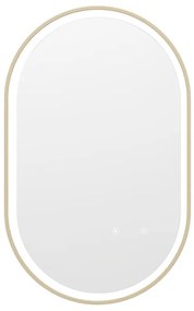 Specchio per bagno luminoso ovale antiappannamento con contorno Dorato 50 x 80 cm - ALARICO
