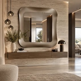 Specchio quadrato DUNE 175x175 cm con cornice in vetro Bronzo