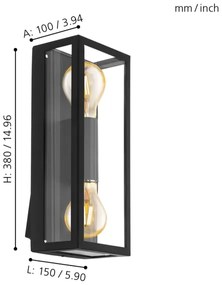 Eglo 98273 - Applique da esterno ALAMONTE 2xE27/60W/230V IP44