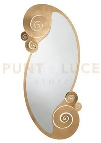 Specchio circeo in ferro con riccioli foglia oro in ferro 63x130hcm...