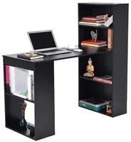 Scrivania con Libreria Tavolo Porta Pc Computer in Melanina Casa Ufficio Nero