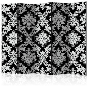 Paravento separè Tocco di eleganza II (5-parti) - ornamenti barocchi in bianco e nero