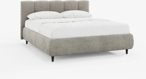 ARKAM letto imbottito con vano contenitore e testiera a lavorazione verticale - design shabby chic in tessuto certificato Oeko-Tex®