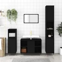 Mobile da Bagno Nero 80x33x60 cm in Legno Multistrato 831621