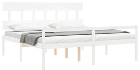 Letto per Anziani con Testiera Bianco Super King Legno Massello