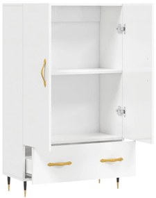 Credenza bianco lucido 69,5x31x115 cm in legno multistrato