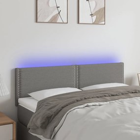 Testiera A Led Grigio Scuro 144x5x78/88 Cm İn Tessuto /