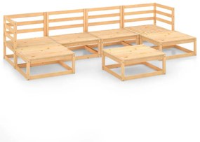 Set divani da giardino 7 pz in legno massello di pino