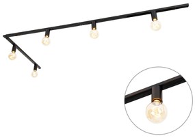 Sistema a binario moderno monofase 5 luci con attacco E27 nero - Jeana