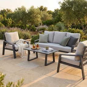 PERCY - salotto da giardino in alluminio e corda 5 posti