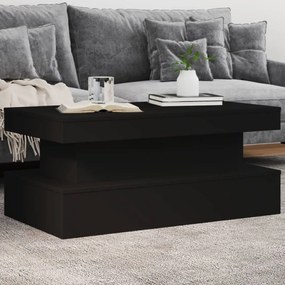 Tavolino Da Soggiorno Con Luci Led Nero 90x50x40 Cm /