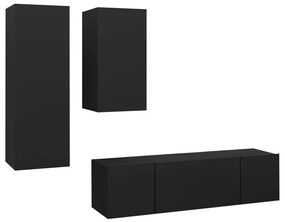 Set di Mobili Porta TV 4 pz Nero in Legno Multistrato