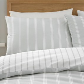 Biancheria da letto grigia in cotone per letto matrimoniale 200x200 cm Ashford Stripe – Bianca