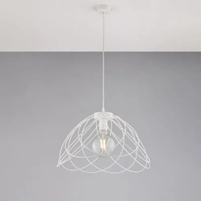 Lampadario in ferro laccato bianco con decorazione effetto shabby c...