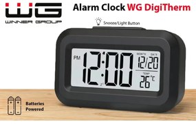 Winner Group - Orologio a sveglia con display LCD e termometro 2xAAA nero