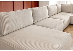 Divano a U angolare in velluto a coste variabile crema Nihad modular - Bobochic Paris