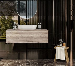 Mobile Bagno Rovere 120x50 Amalfi Con Un Cassetto e Lavabo da appoggio in ceramica