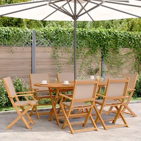 Set Da Pranzo Da Giardino 7 Pz Tortora Tessuto E Legno Massello /